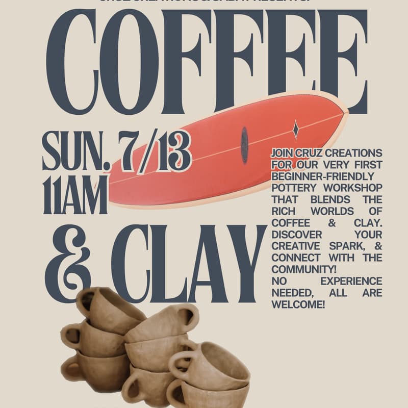 Cover Image for Sun. 7/13 @ 11AM | Saba x Cruz Creations Present: "Coffee & Clay" (Mar Vista, CA)