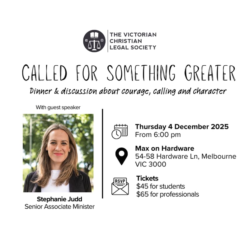 Cover Image for Victorian Christian Legal Society: Dinner & Discussion Evening