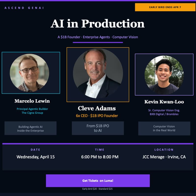 Cover Image for AI in Production: A $1B Founder, Enterprise Agents, and Computer Vision