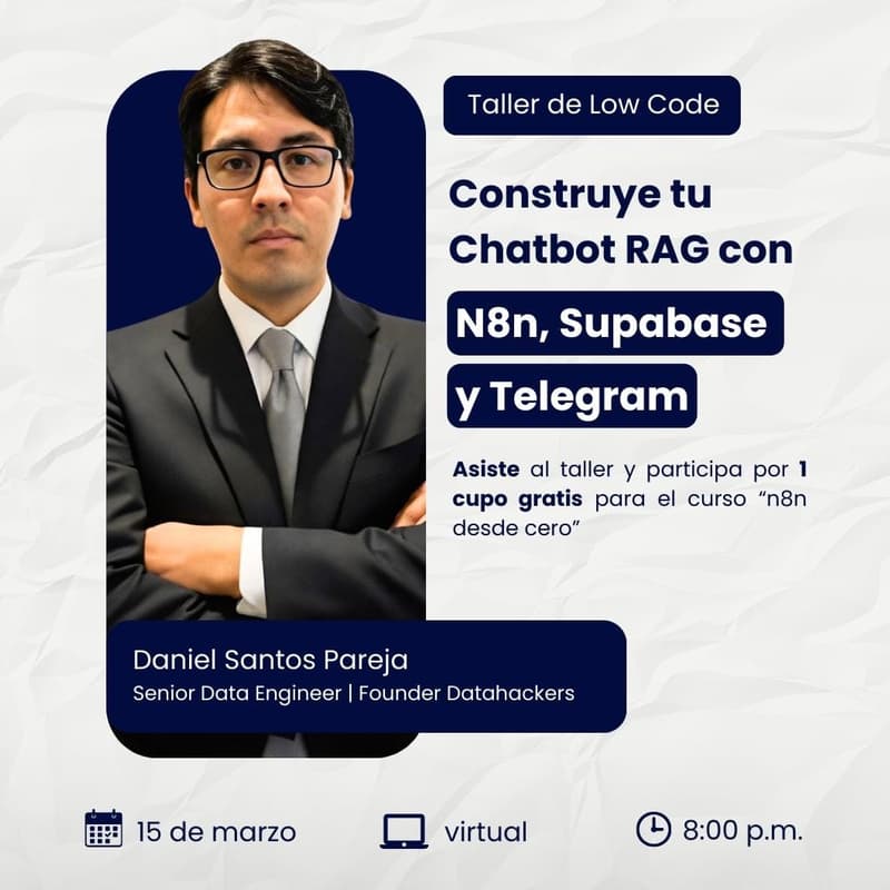 Cover Image for 🚀 Construye tu Chatbot RAG con n8n + Supabase | Pre-Evento OFICIAL n8n Day