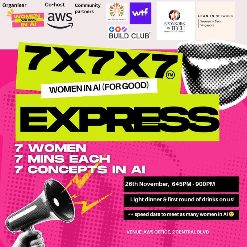 Cover Image for 7x7x7 Express: 7 women, 7 concepts in AI, 7 mins (Finale edition for 2025)