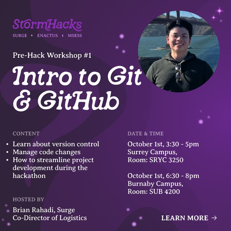 Cover Image for SFU Surge Pre-Hack Workshop #1: Intro to Git & GitHub (Burnaby)