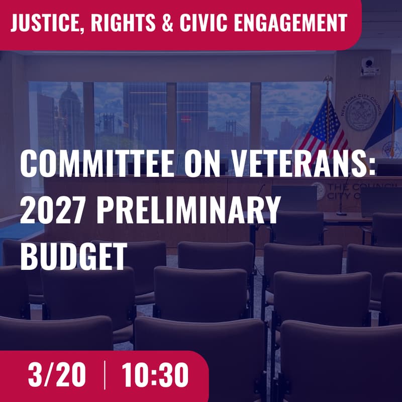 Cover Image for Committee on Veterans: 2027 Preliminary Budget