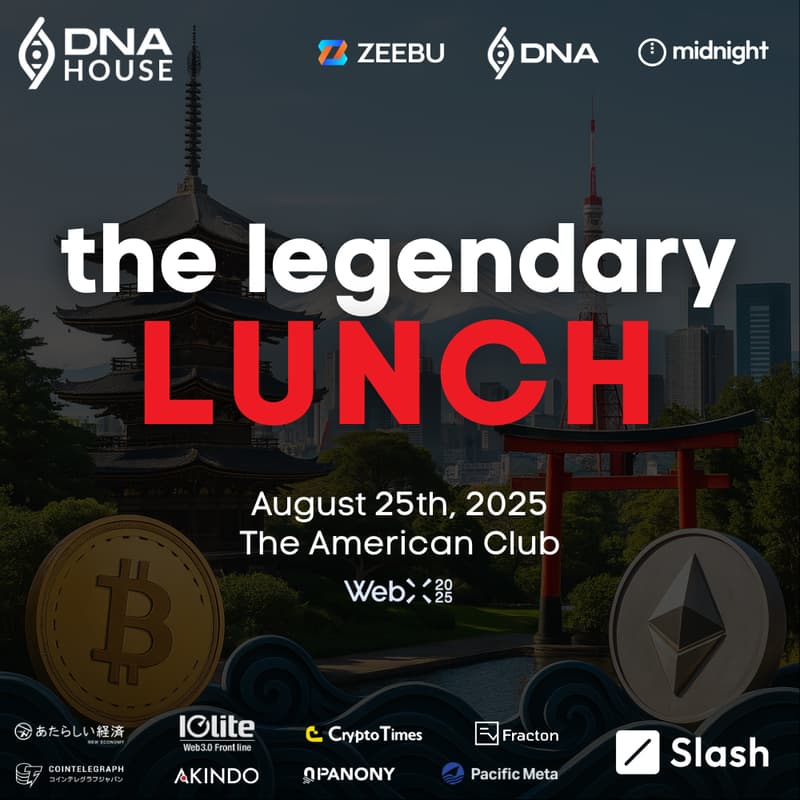 Cover Image for LEGENDARY LUNCH | DNA House Presents The Cardano Takeover with Zebuu, Midnight, Slash & DNA