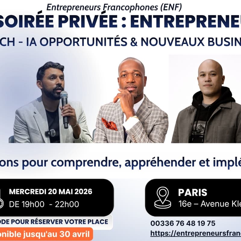 Cover Image for Entrepreneurs & IA — Soirée privée (Paris)