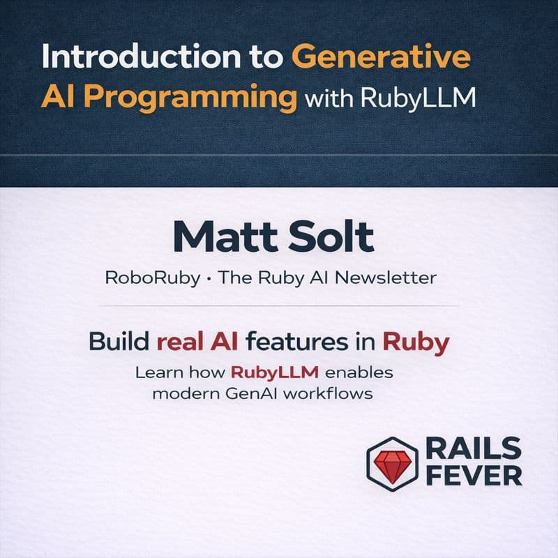Cover Image for Introduction to Generative AI Programming with RubyLLM