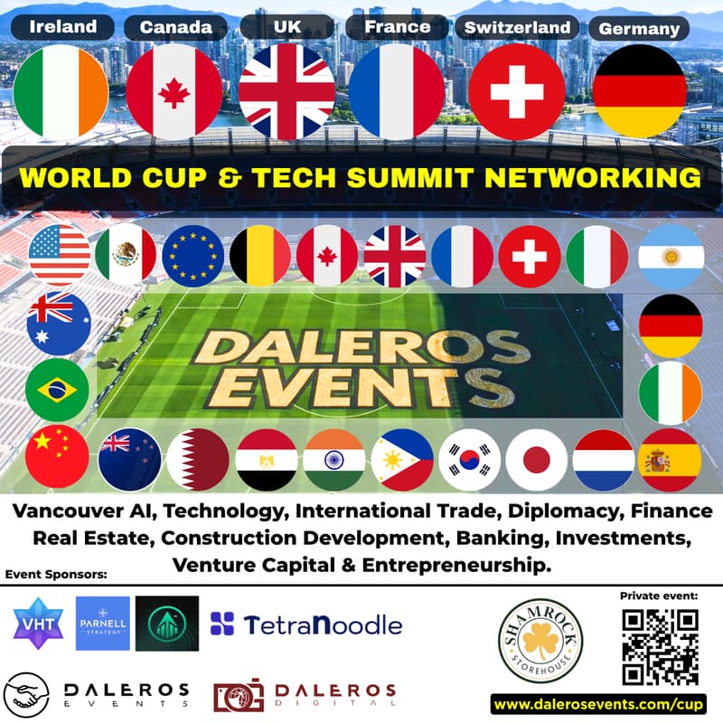 Cover Image for Vancouver World Cup, AI & Tech Summit - Business Networking League: 🇮🇪🇨🇦🇬🇧🇫🇷🇩🇪🇨🇭