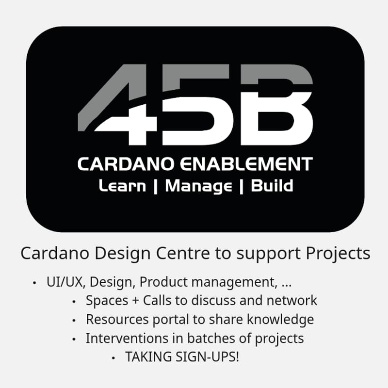 Cover Image for 45B's Cardano Design Centre: Project Launch