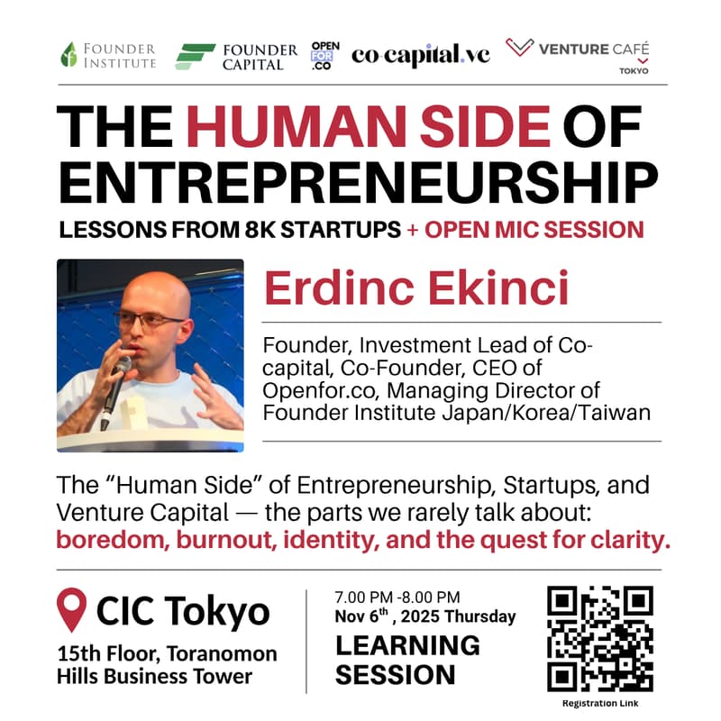 Cover Image for Human Side of Entrepreneurship: Lessons from 8K Startups + Open Mic Session