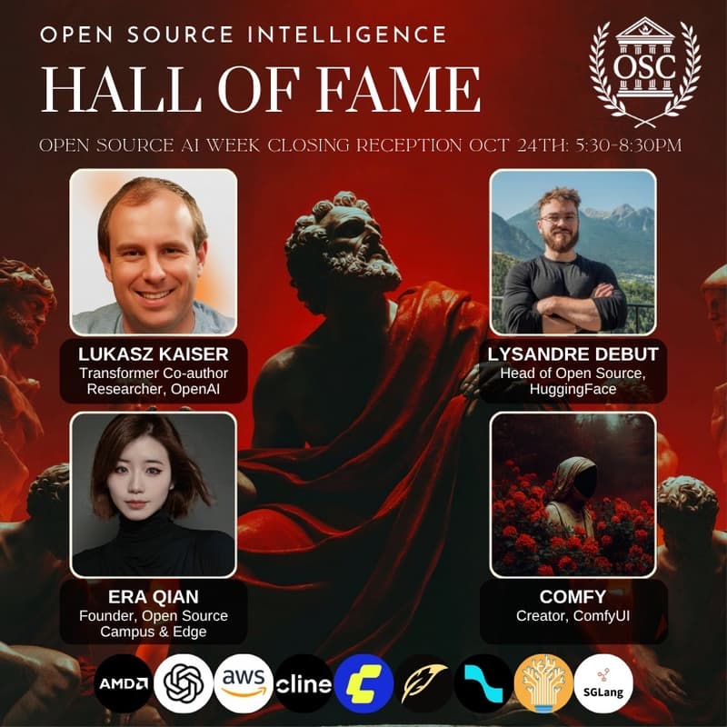 Cover Image for Open Source AI Hall of Fame 💫 - Closing Party wiz Transformer Author, AMD, OpenAI & AWS