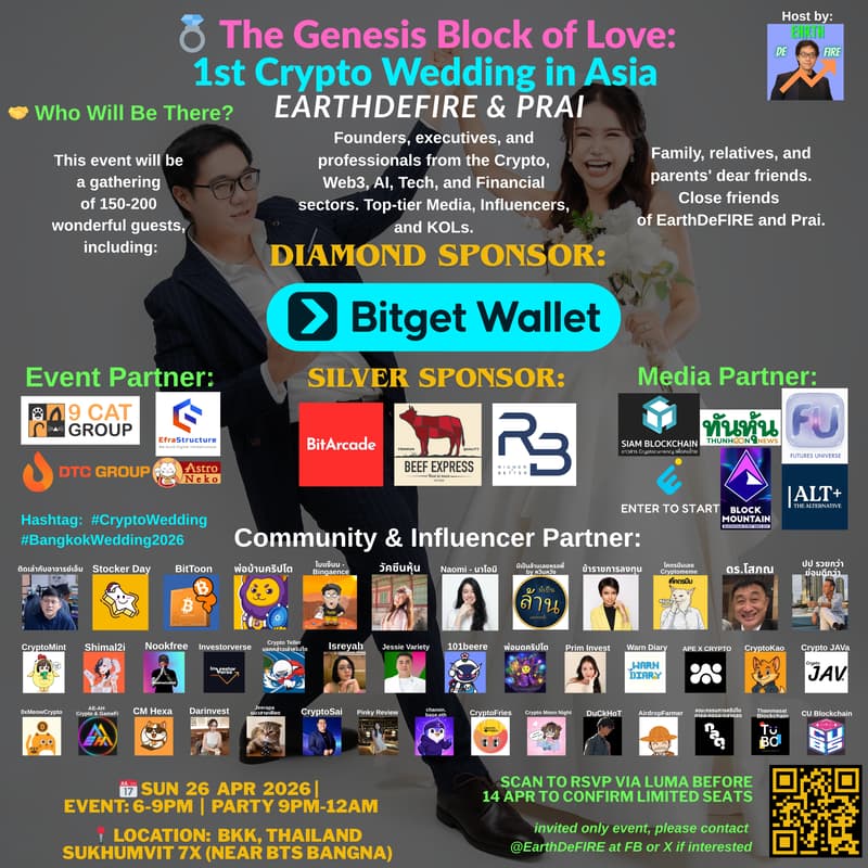 Cover Image for 💍 The Genesis Block of Love: 1st Crypto Wedding in Asia | EarthDeFIRE & Prai