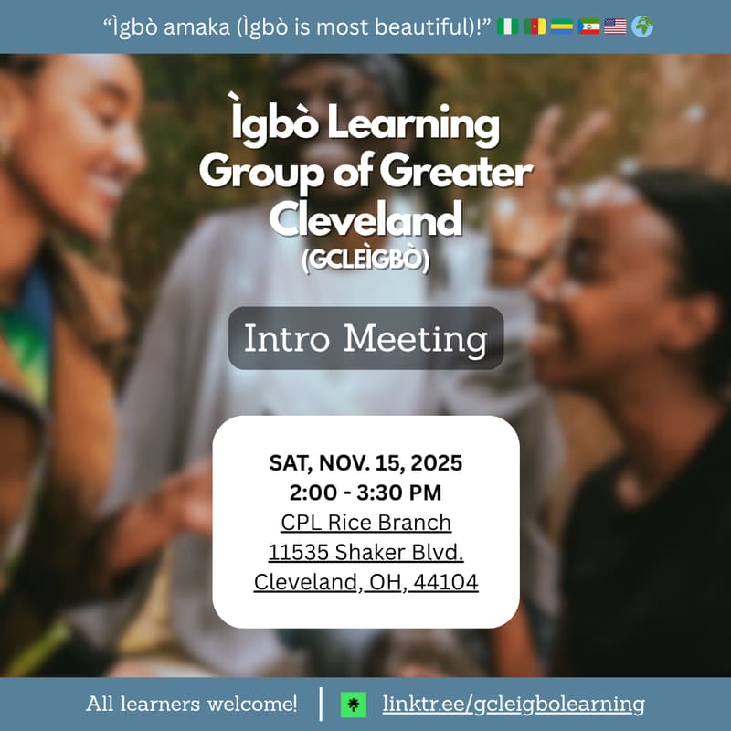 Cover Image for Ìgbò Learning Group of Greater Cleveland Intro Meeting