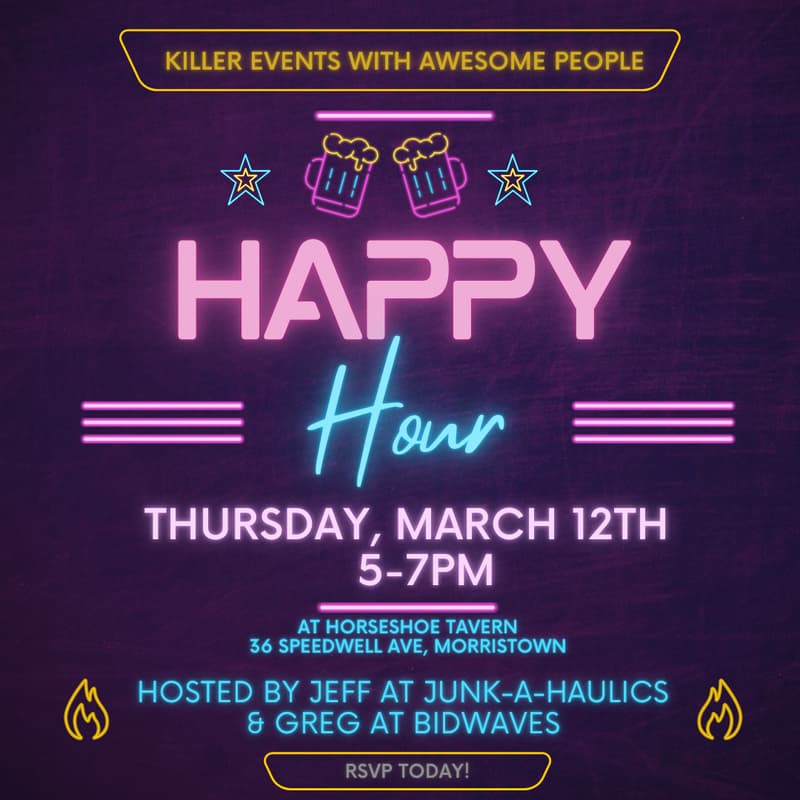 Cover Image for Happy Hour in Morristown (Co-Hosted by Junk-A-Haulics & Greg at BidWaves )