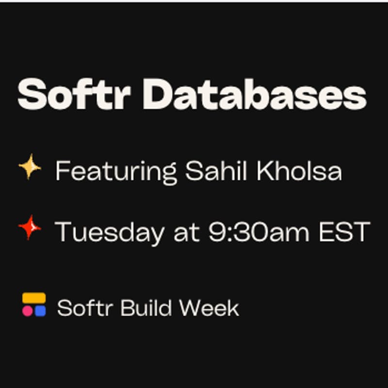 Cover Image for Softr Databases Live Training | Softr Build Week ⚡️