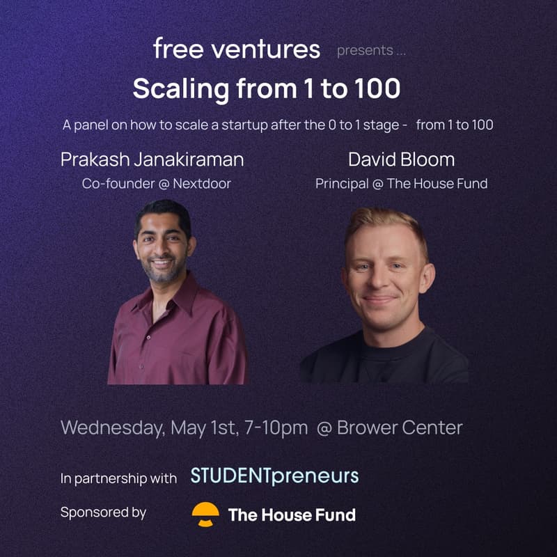 Cover Image for [Free Ventures] Scaling from 1 to 100 with Prakash Janakiraman and David Bloom