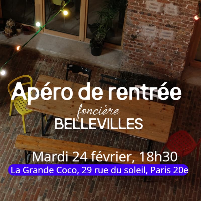 Cover Image for Apéro de rentrée des investisseurs de la Foncière Bellevilles [Paris]