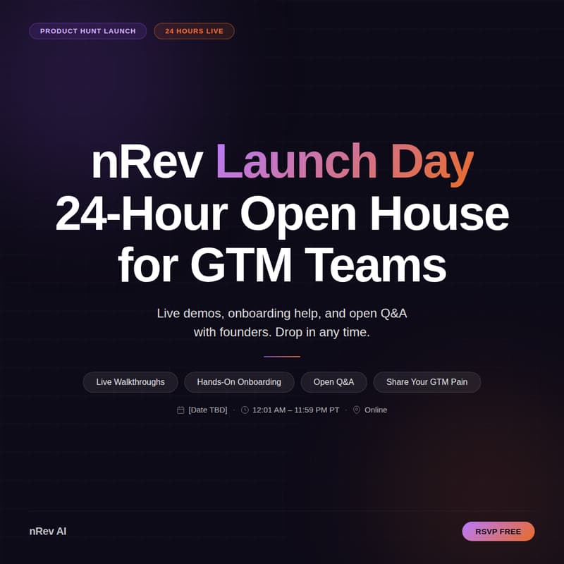 Cover Image for nRev Launch Day: 24-Hour Open House for GTM Teams