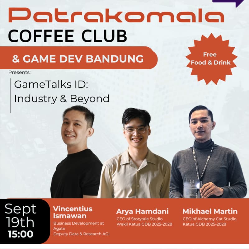 Cover Image for Patrakomala Cofee Club & Game Dev Bandung - GameTalks ID: Industry & Beyond