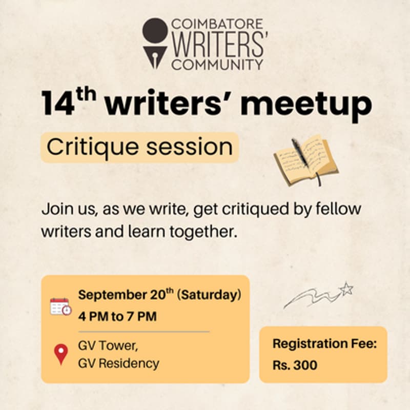 Cover Image for 14th Writers' Meetup - Critique session