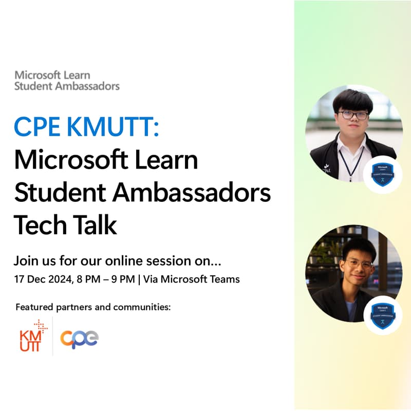 Cover Image for CPE KMUTT: Microsoft Learn Student Ambassadors Tech Talk