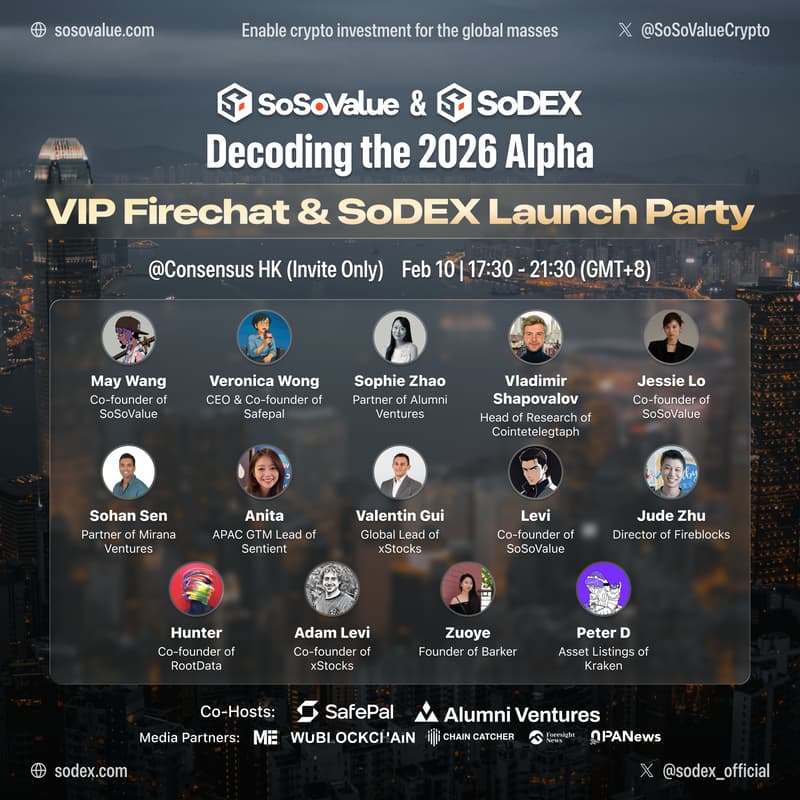 Cover Image for SoSoValue VIP Firechat & SoDEX Launch Party @ Consensus HK