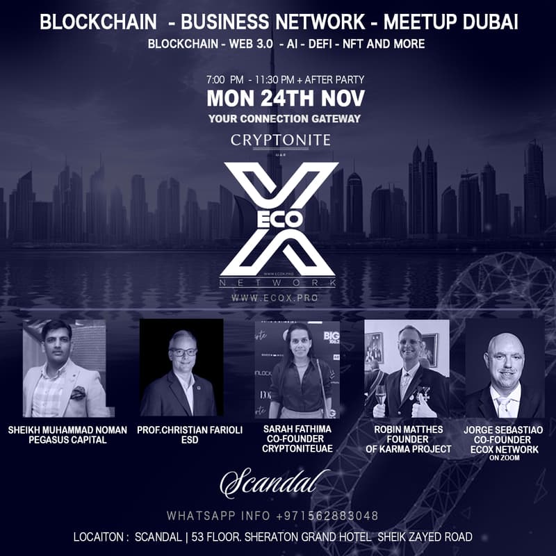 Cover Image for Ecox Blockchain, Crypto and Businees Connection Meetup Event.