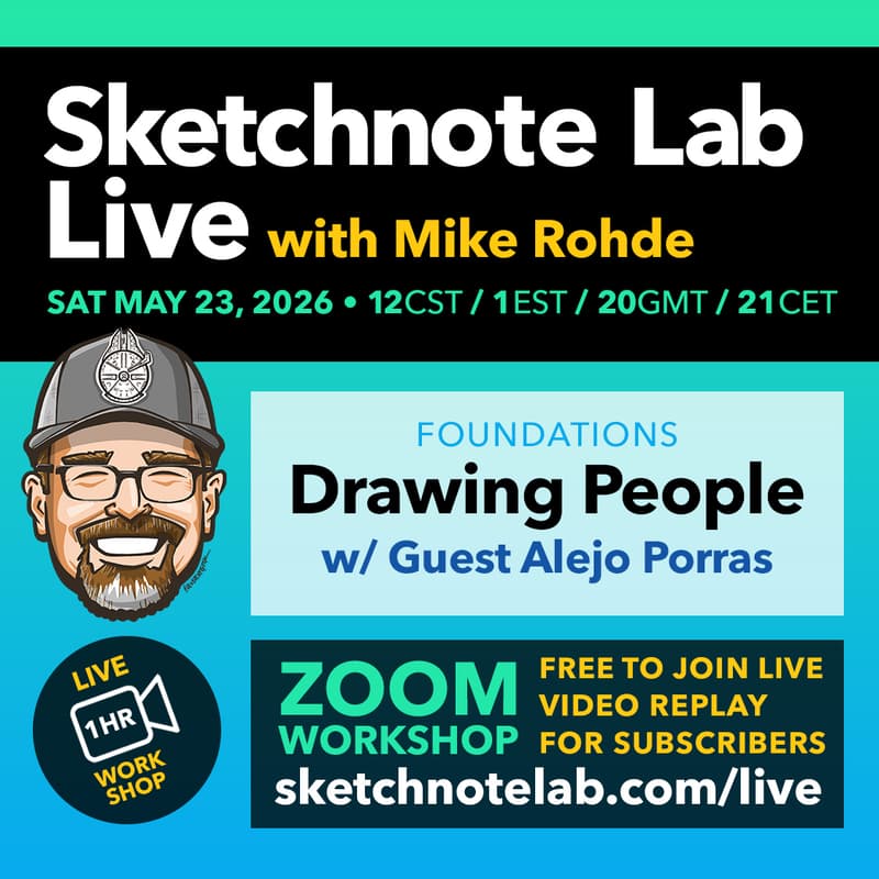 Cover Image for Sketchnote Lab Live May - Foundations: Drawing People