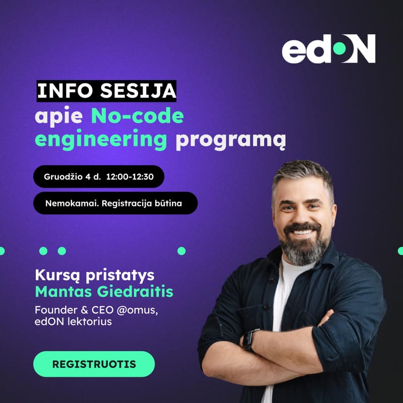 Cover Image for Sužinok apie edON kursą „no-code engineering“