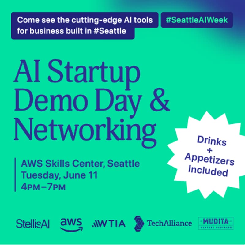 Cover Image for #SeattleAIWeek: AI Startup Demos, Drinks, and Networking at AWS Skills Center