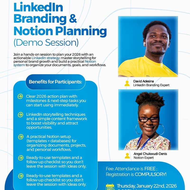 Cover Image for LinkedIn Branding & Notion Planning (Demo Session)