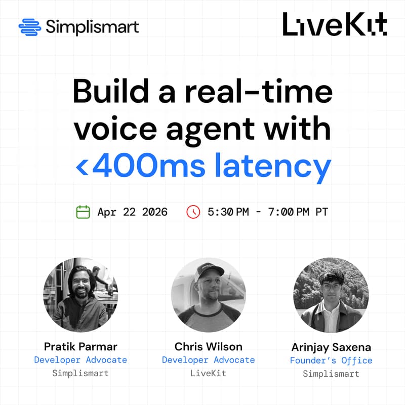 Cover Image for Voice Agent Webinar with Simplismart and LiveKit