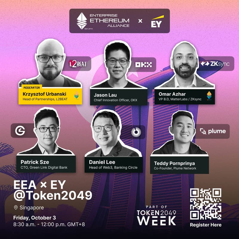 Cover Image for EEA × EY @ Token2049 - Beyond Pilots: Banks' Next Wave on Public Ethereum