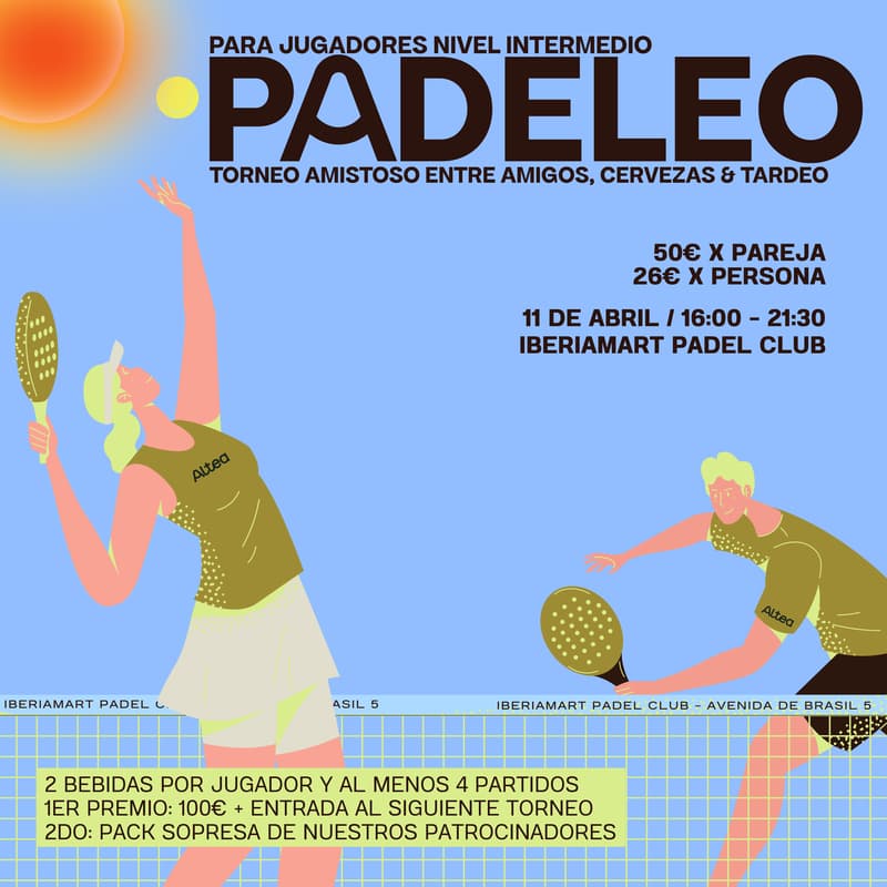 Cover Image for Padeleo - Torneo amistoso entre amigos, cervezas & tardeo - NIVEL INTERMEDIO 🎾 🔥