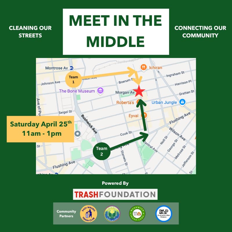 Cover Image for Meet in the Middle Community Trash Cleanup: East Williamsburg 🤝 Bushwick