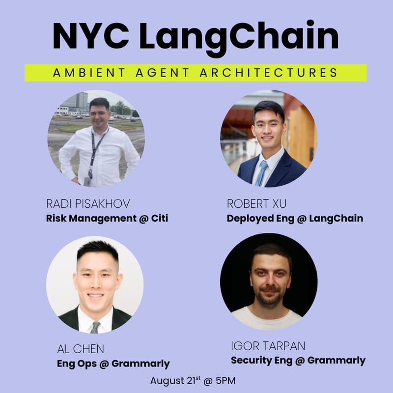Cover Image for NYC LangChain Meetup: Ambient Agent Architectures
