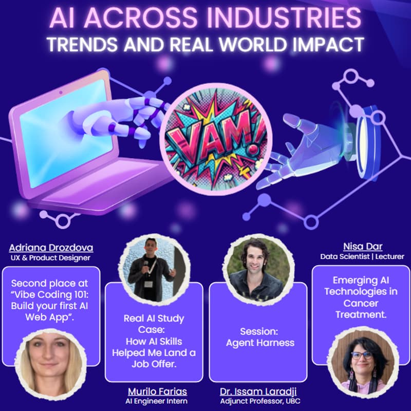 Cover Image for Vancouver AI Meetup (VAM!) - AI Across Industries: Trends and Real World Impact