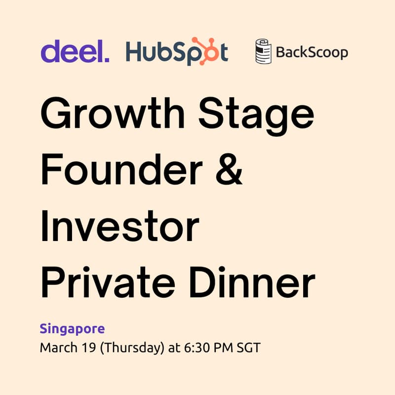 Cover Image for Growth Stage Investor & Founder Private Dinner by Deel, HubSpot, and BackScoop