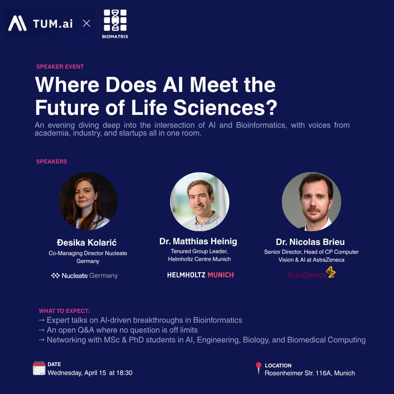 Cover Image for TUM.ai x Biomatrix - Where Does AI Meet The Future Of Life Sciences?