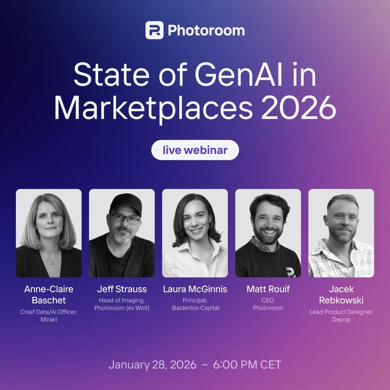 Cover Image for State of GenAI in Marketplaces 2026 - Photoroom live webinar
