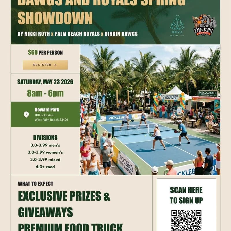 Cover Image for Dawgs & Royals Spring Showdown Pickleball Tournament by Dinkin Dawgs and Palm Beach Royals
