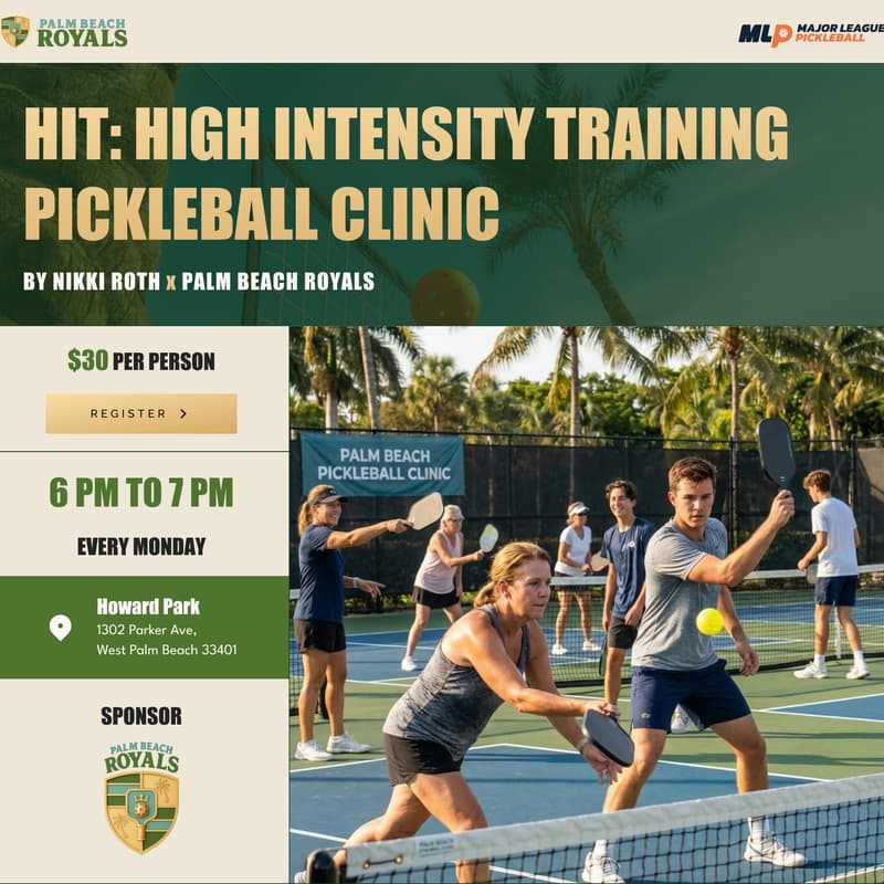 Cover Image for HIT: High Intensity Training Pickleball 10 Week Program w/ Nikki Roth x Palm Beach Royals