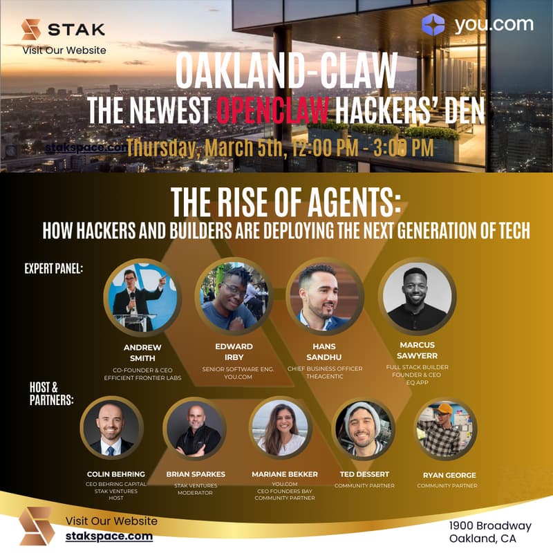 Cover Image for Oakland-Claw: The Newest OpenClaw Hackers’ Den at STAK Ventures