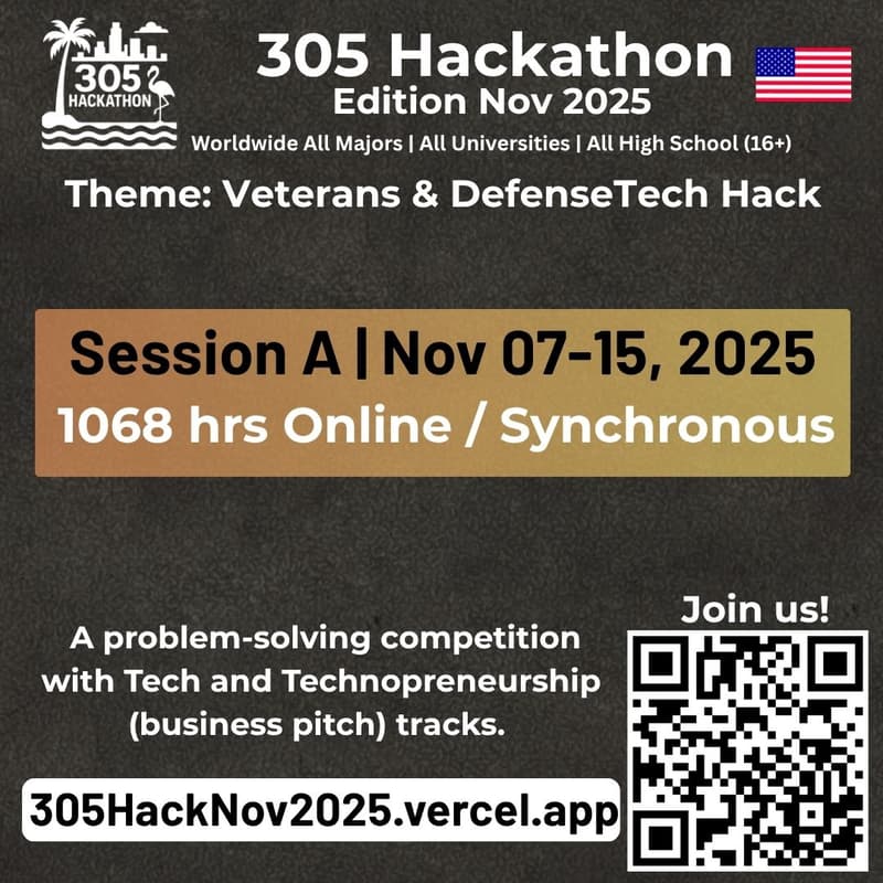 Cover Image for 305 Hackathon Edition Nov 2025 | Session A Online/Synchronous | Nov 07-15, 2025