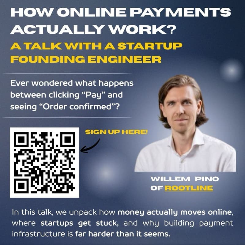 Cover Image for HOW ONLINE PAYMENTS ACTUALLY WORK? - A Talk with Willem Pino, Founding Engineer of Rootline