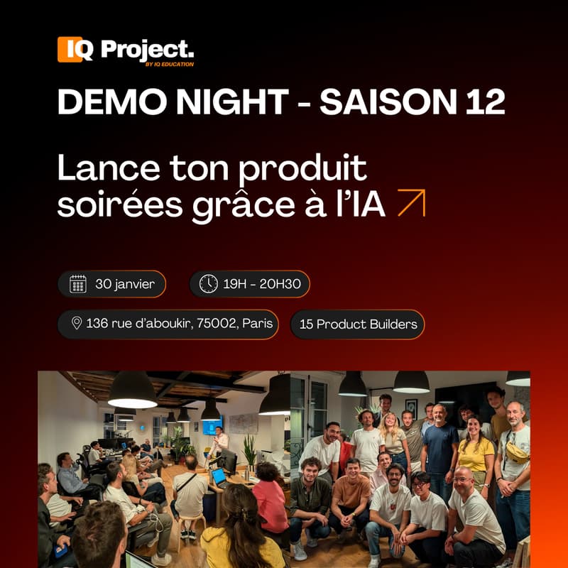 Cover Image for IQ Project Demo Night – Les Product Builders de la Saison 12 dévoilent leurs produits 🤩
