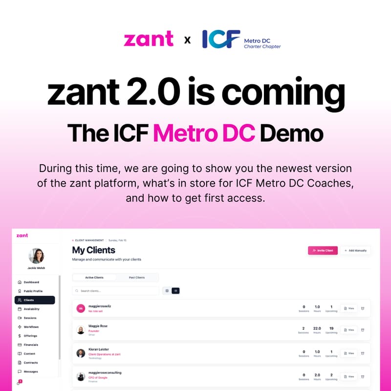 Cover Image for ICF Metro-DC Webinar - Introducing Zant 2.0