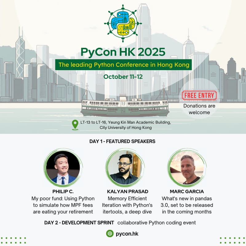 Cover Image for PyCon HK 2025 – The leading Python Conference in Hong Kong
