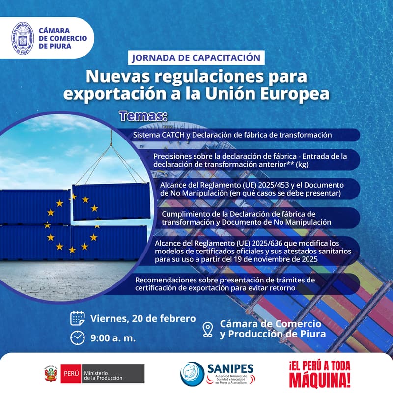 Cover Image for Jornada de Capacitación: "Nuevas Regulaciones para Exportación a la Unión Europea"