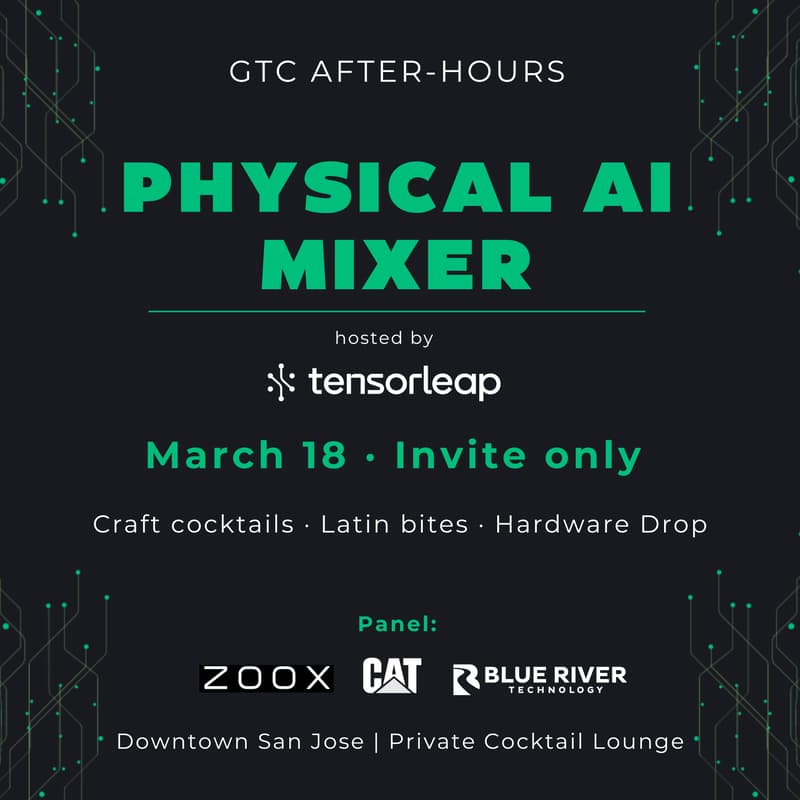 Cover Image for Physical AI GTC After-Hours Mixer, hosted by Tensorleap