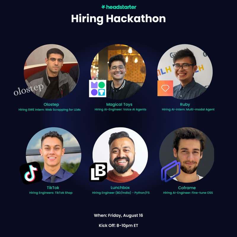 Cover Image for Hiring Hackathon: 10 hiring roles by companies YC-backed, Tiktok,